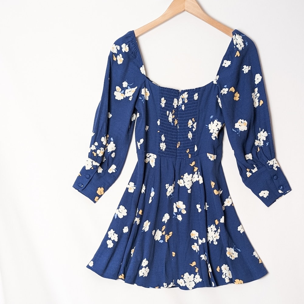 Blue Floral Fit & Flare Mini Dress - Picture 8 of 11